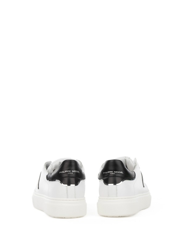 Sneaker Temple white kids in leather