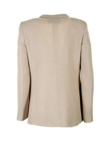 Beige double-breasted knitted jacket 2