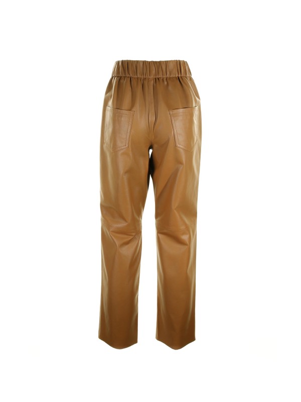 Pantalone in pelle a vita alta