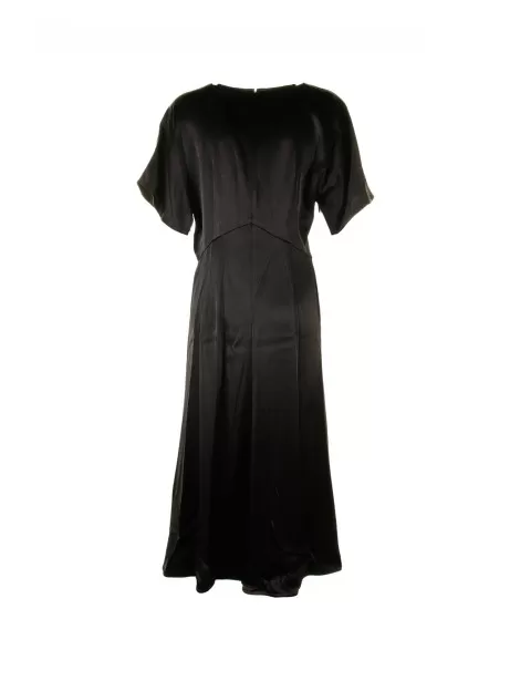 Long black dress with short sleeves
