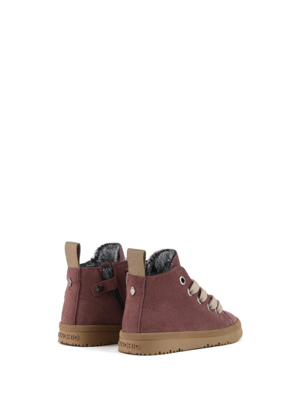 Pink suede P01 ankle boot for children