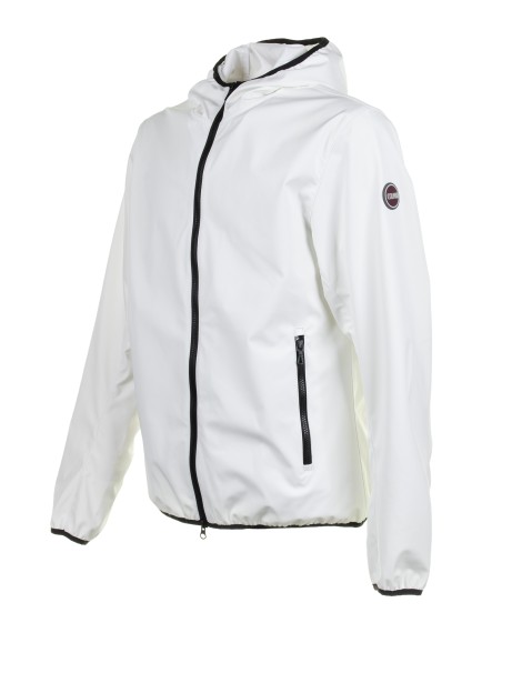 White softshell jacket with hood