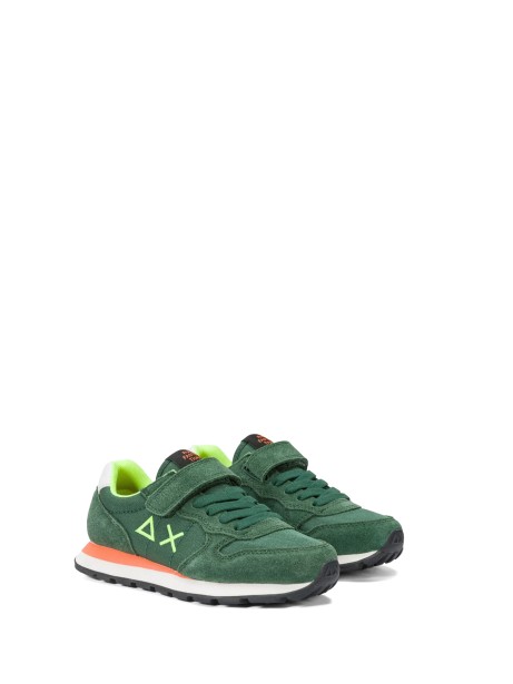 Green kids sneaker with strap
