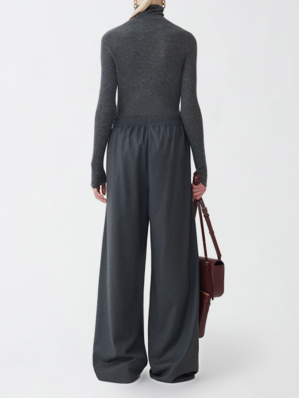 Pantalone donna in flanella onice