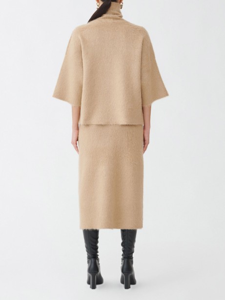 Maglia dolcevita maniche corte cammello