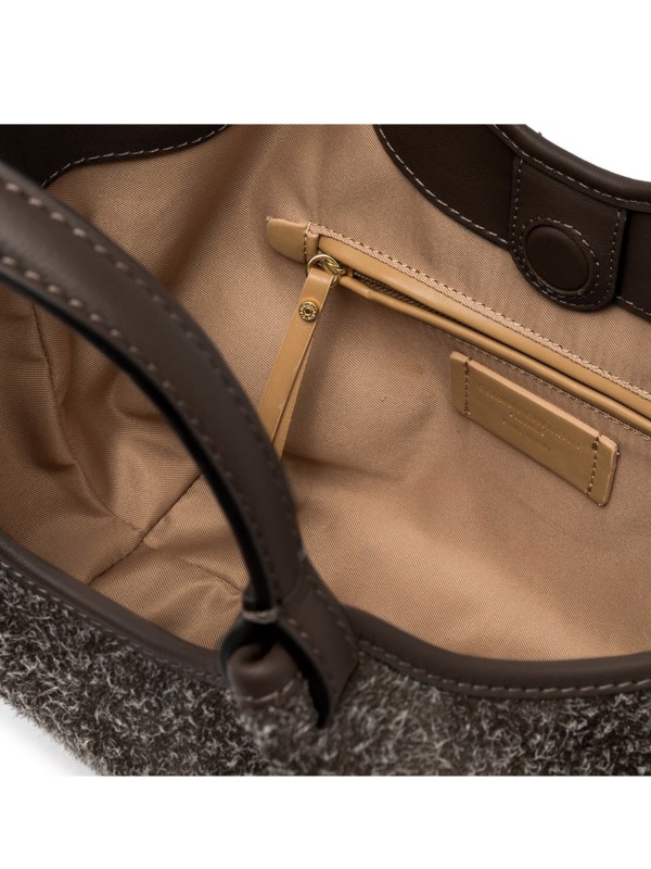 DUA double handle bag in suede leather