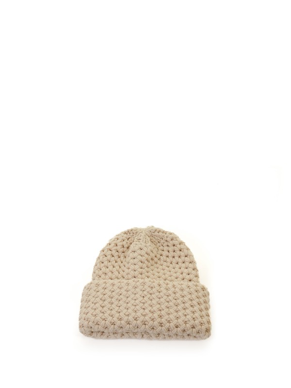 Beige honeycomb beanie