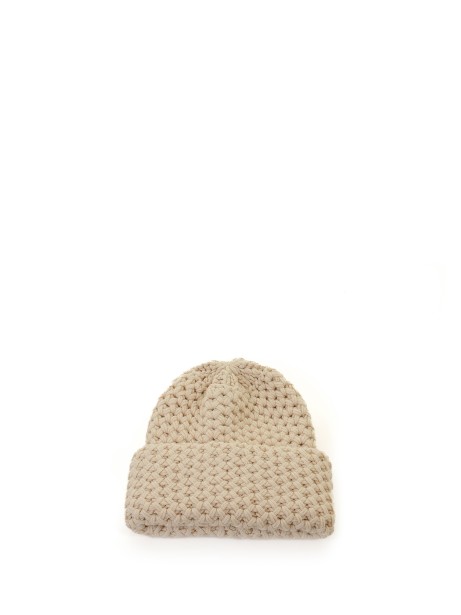 Beige honeycomb beanie