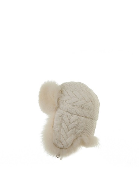 Aviator hat in pure cashmere with braids