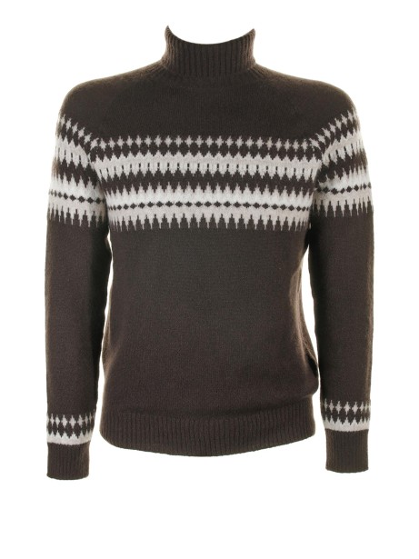 Patterned turtleneck in silk cashmere