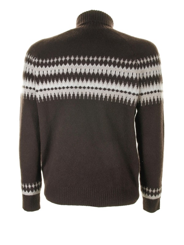 Patterned turtleneck in silk cashmere