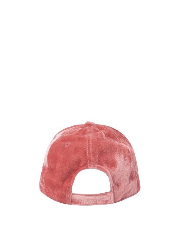 Pink Velvet Baseball Cap with Rhinestone Logo
