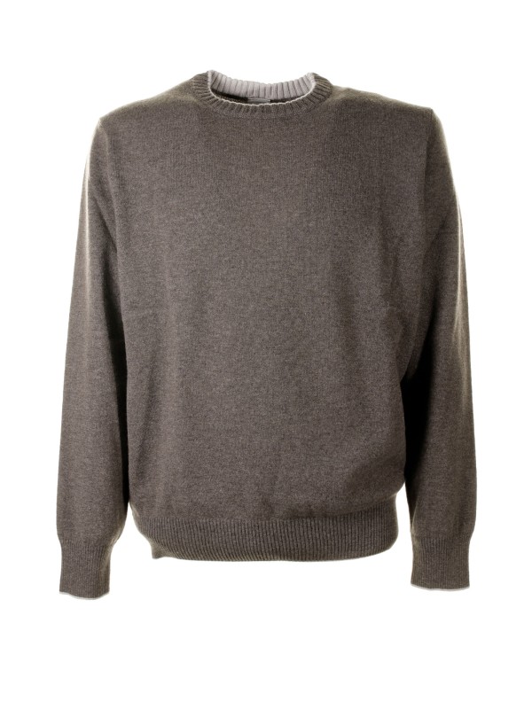 Maglia girocollo marrone in cashmere