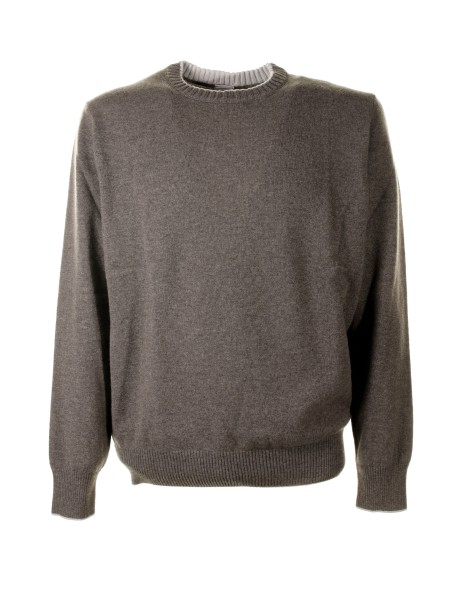 Maglia girocollo marrone in cashmere