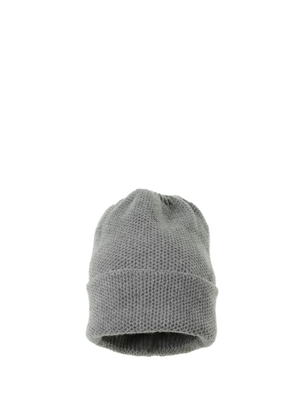 Cappello in puro cashmere a nido d'ape con doppio risvolto