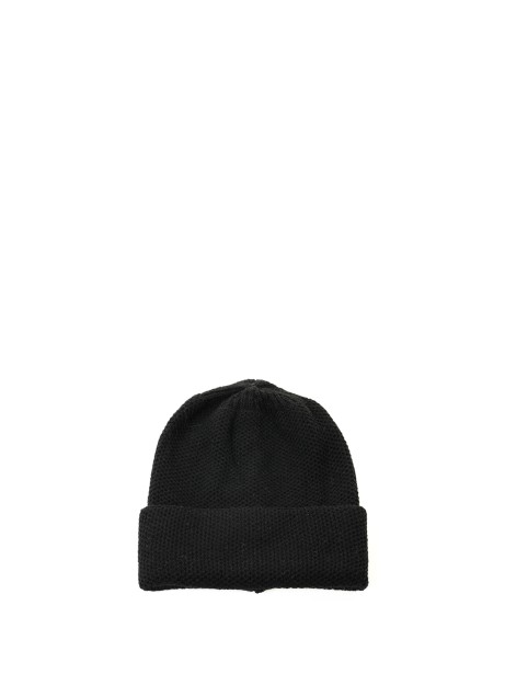 Pure cashmere honeycomb hat with double turn-up