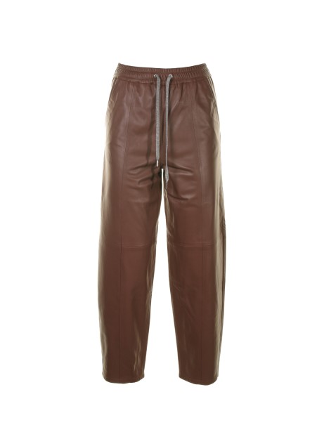 Pantalone in pelle con laccio