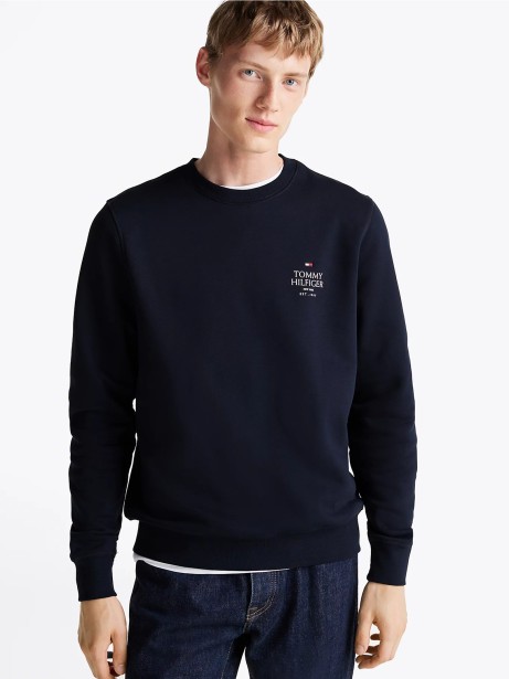 Felpa girocollo blu navy con logo