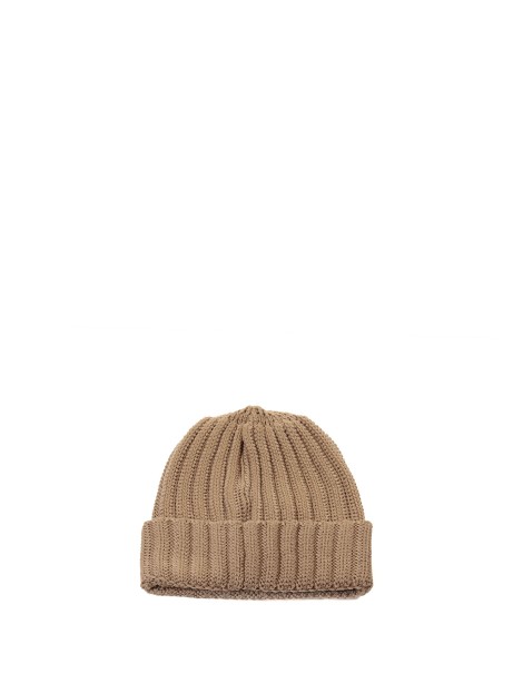 Beige ribbed beanie