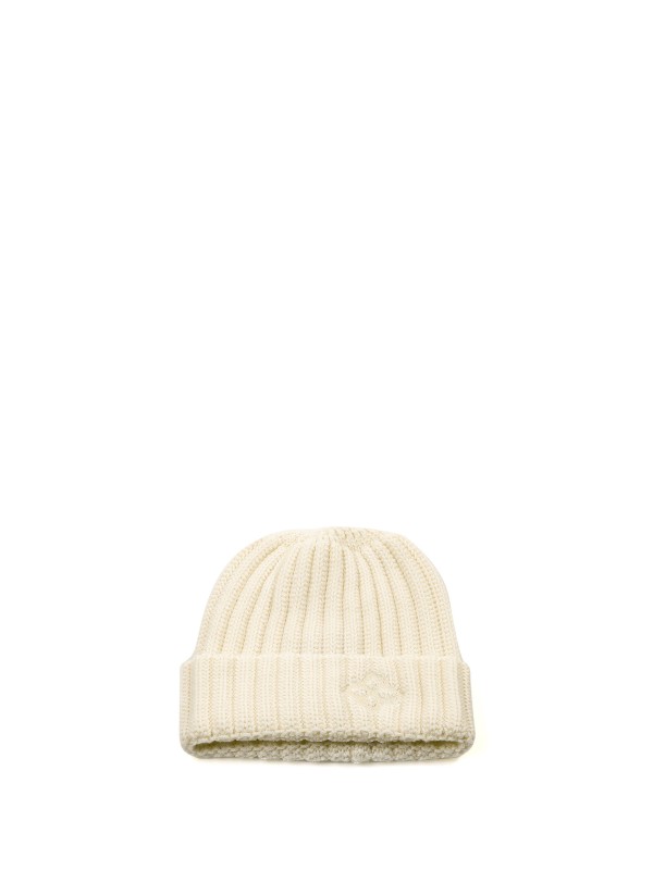 Cream ribbed cap