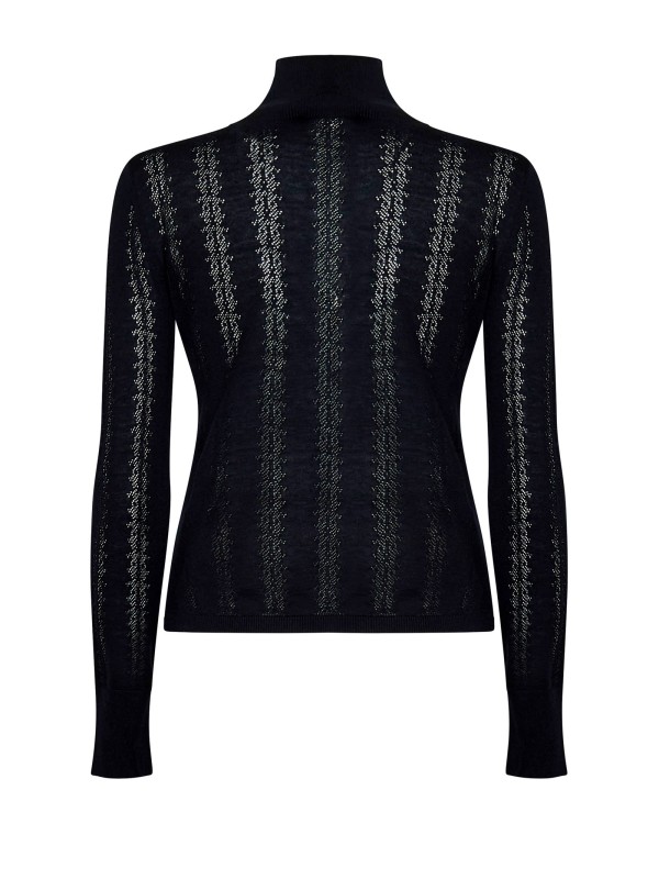 Dolcevita blu navy in seta e cotone