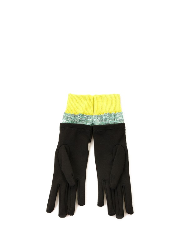 Guanti multicolore in lana e tessuto