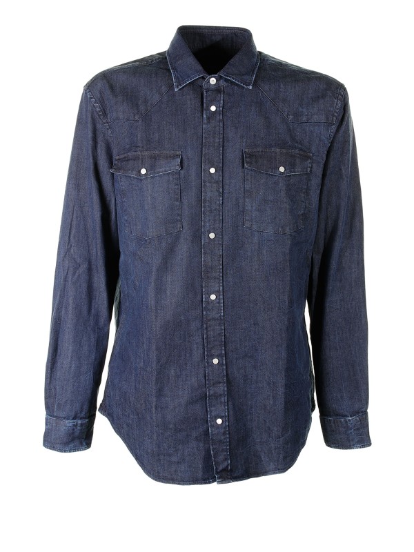 Blue denim shirt with pockets Blue denim shirt with pockets
