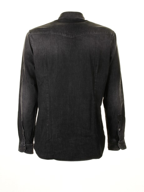 Camicia nero sfumato con tasche 2