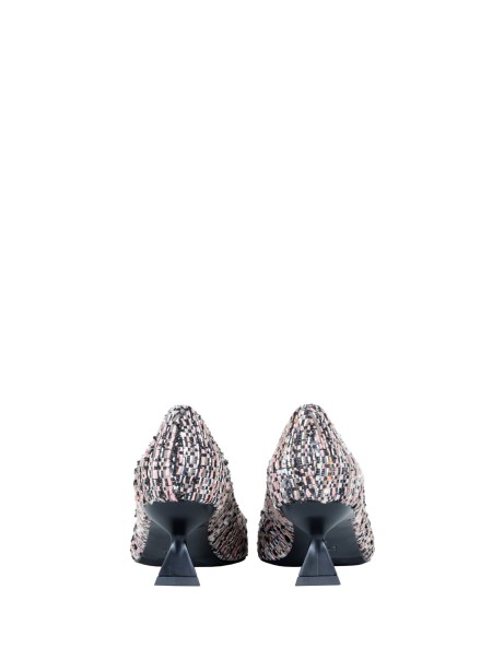 Evilly décolleté in bouclé fabric with rhinestone buckle