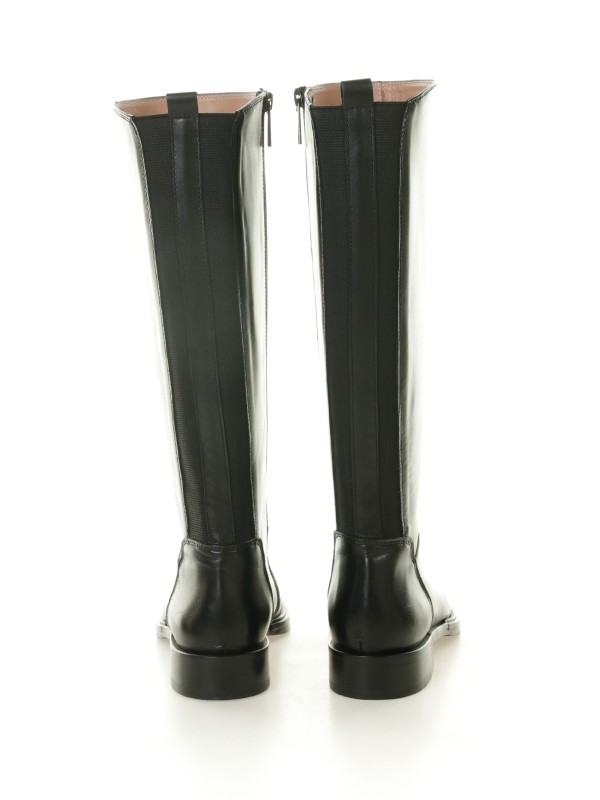 Black leather boot with zip