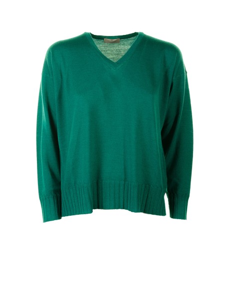 Maglia verde smeraldo con scollo a V