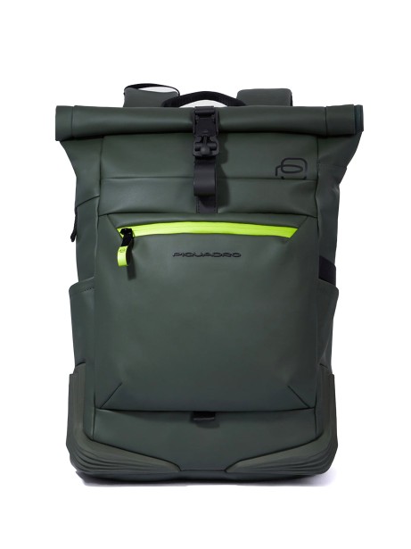 Roll-top bike backpack with chest strap