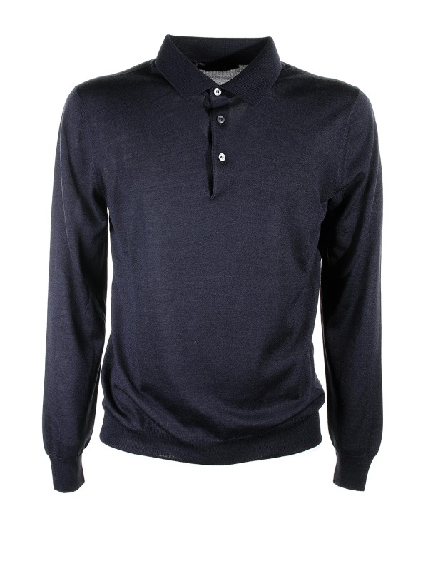 Polo a maniche lunghe blu