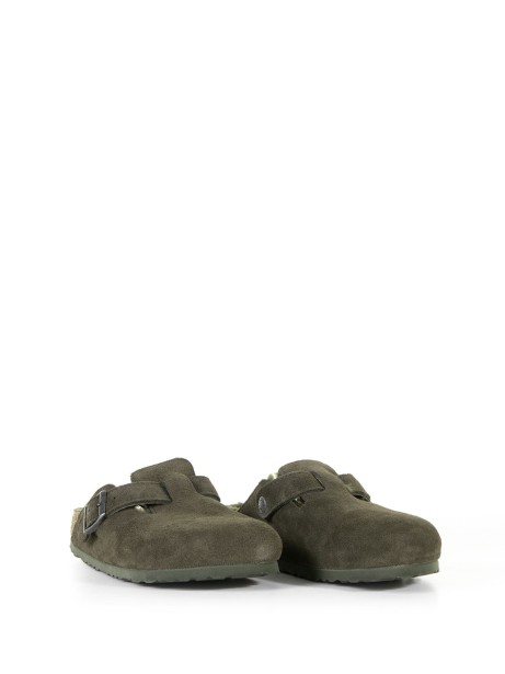 Ciabatta Boston in suede con pelliccia