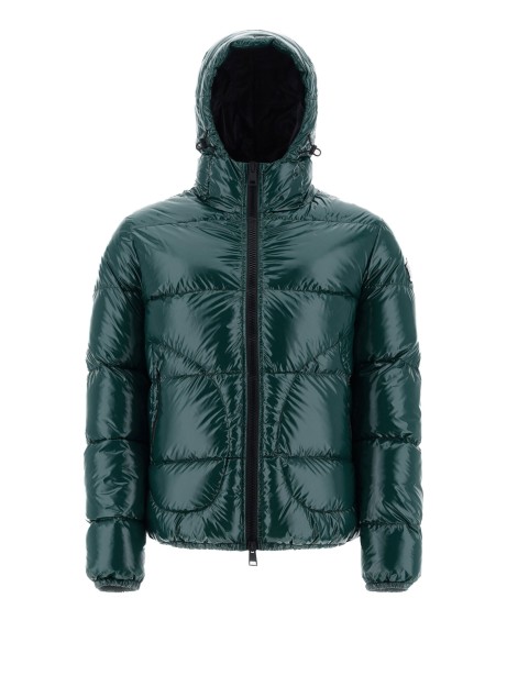 Gloss bomber jacket with hood