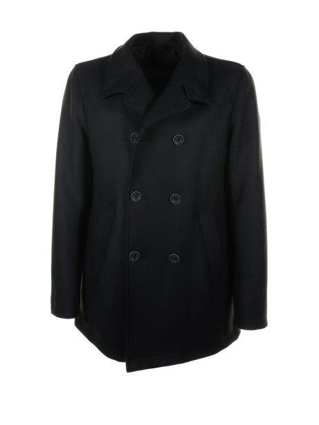 Double-breasted wool trench coat