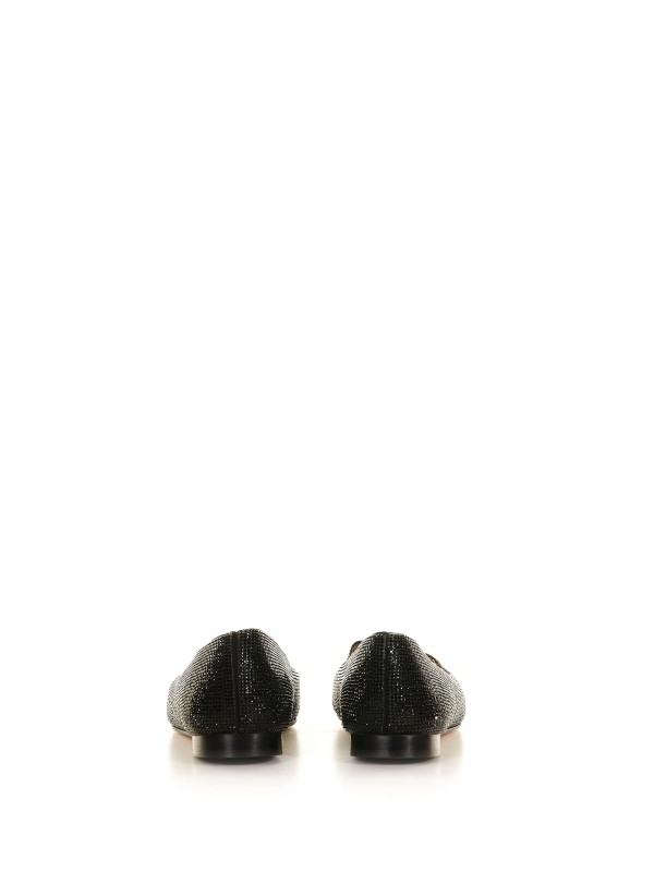 Flat ballerina flat in black crystal line