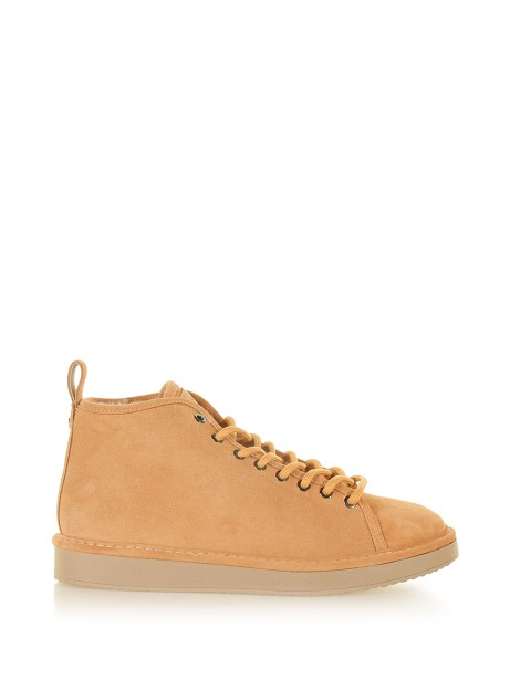 P01 ankle boot in yellow suede and fur