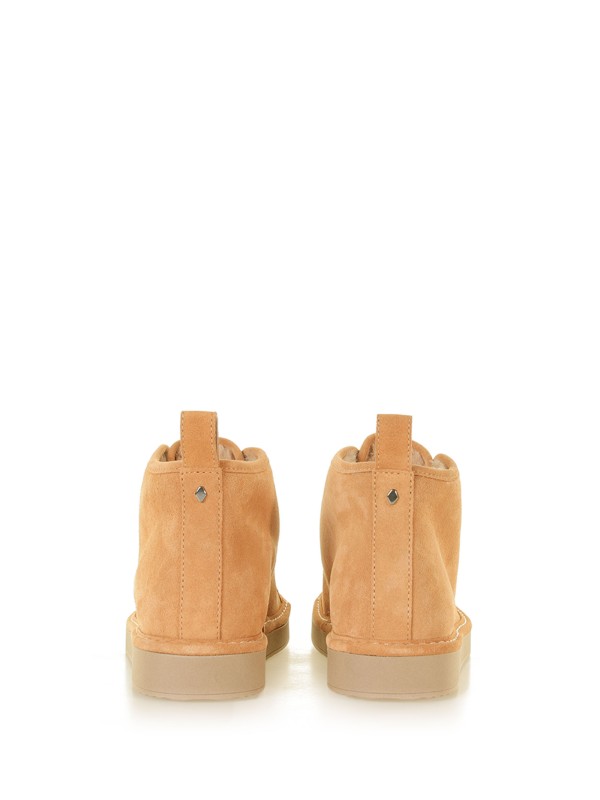 Polacchino P01 in suede giallo e pelliccia