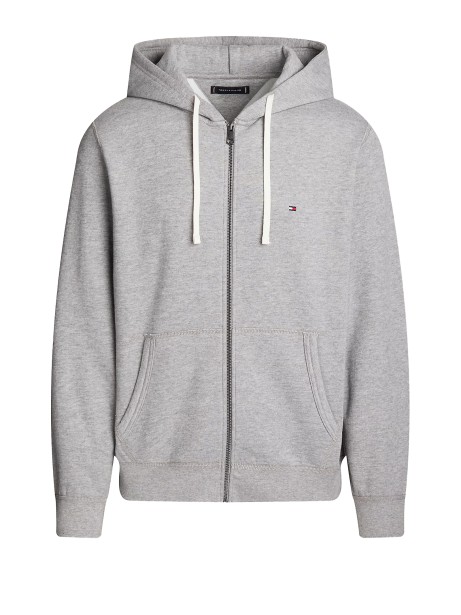 Felpa grigio uomo con zip e logo