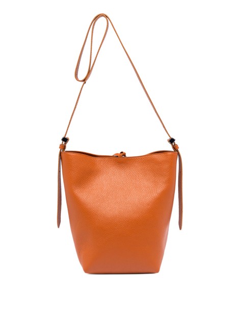 Amelia orange hammered leather shoulder bag