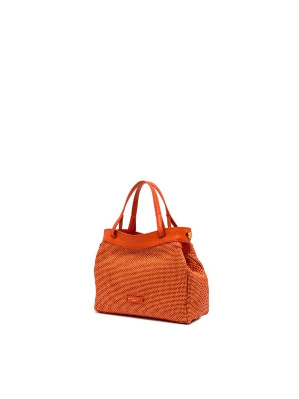 Ottavia double handle bag in woven straw fabric