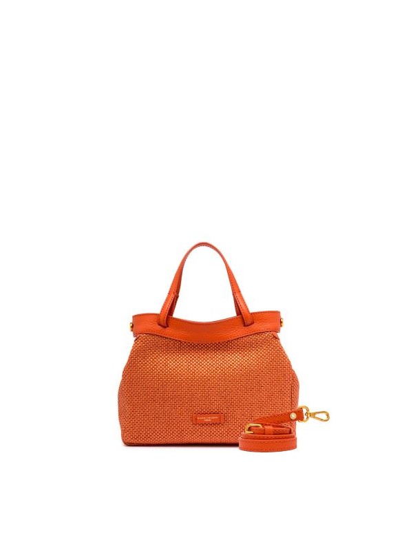 Ottavia double handle bag in woven straw fabric