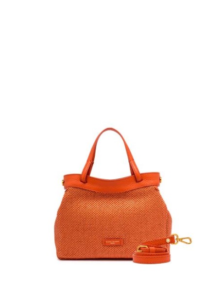 Ottavia double handle bag in woven straw fabric