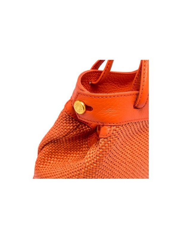 Ottavia double handle bag in woven straw fabric