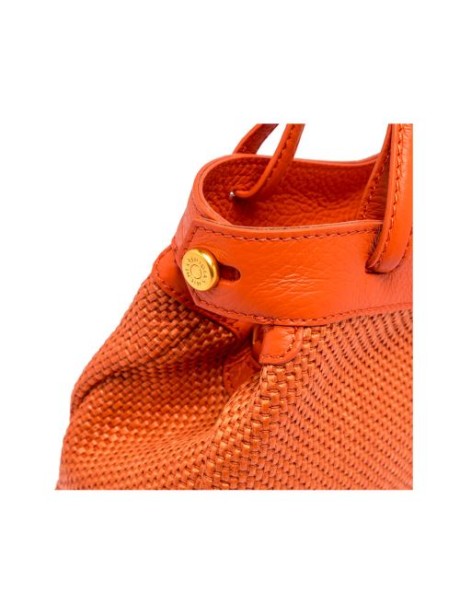 Ottavia double handle bag in woven straw fabric