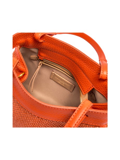 Ottavia double handle bag in woven straw fabric