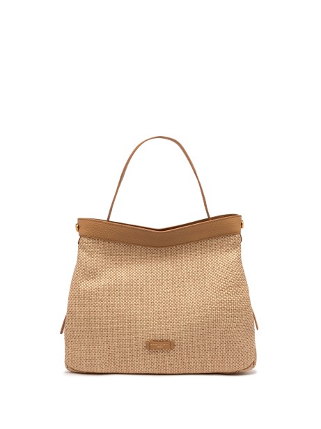 Ottavia double handle bag in woven straw fabric