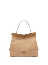 Ottavia double handle bag in woven straw fabric