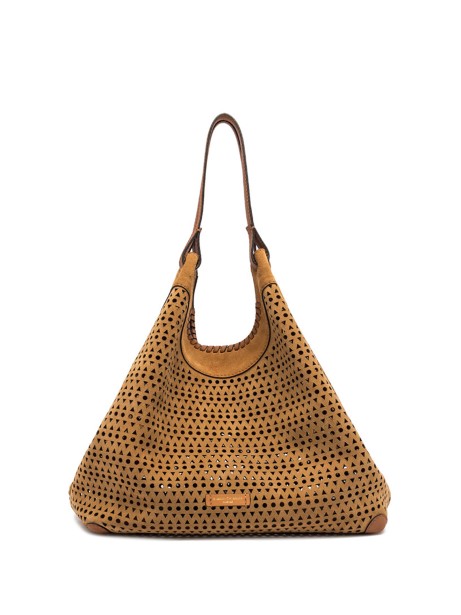 Dua double handle bag in suede leather